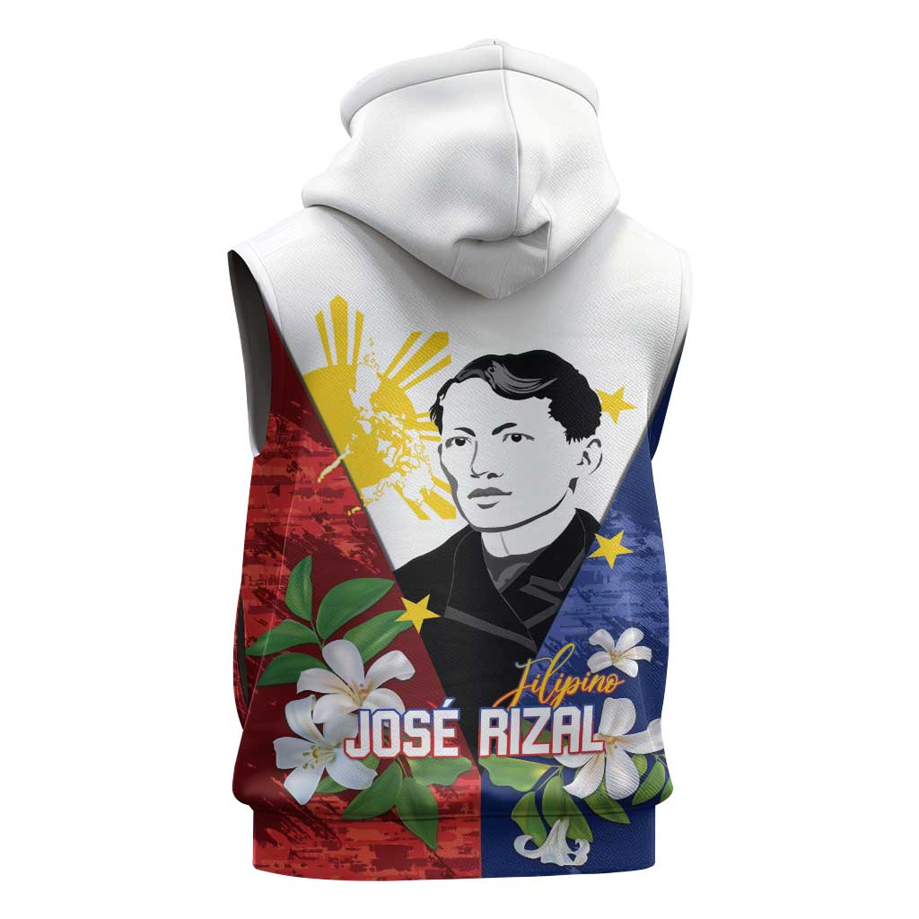 Philippines Rizal Day Sleeveless Hoodie Filipino Sampaguita Grunge Style - Polynesian Pride