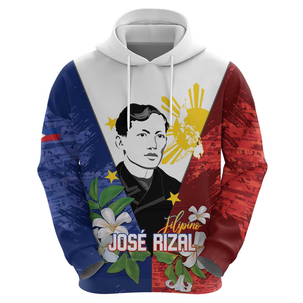 Philippines Rizal Day Zip Hoodie Filipino Sampaguita Grunge Style - Polynesian Pride