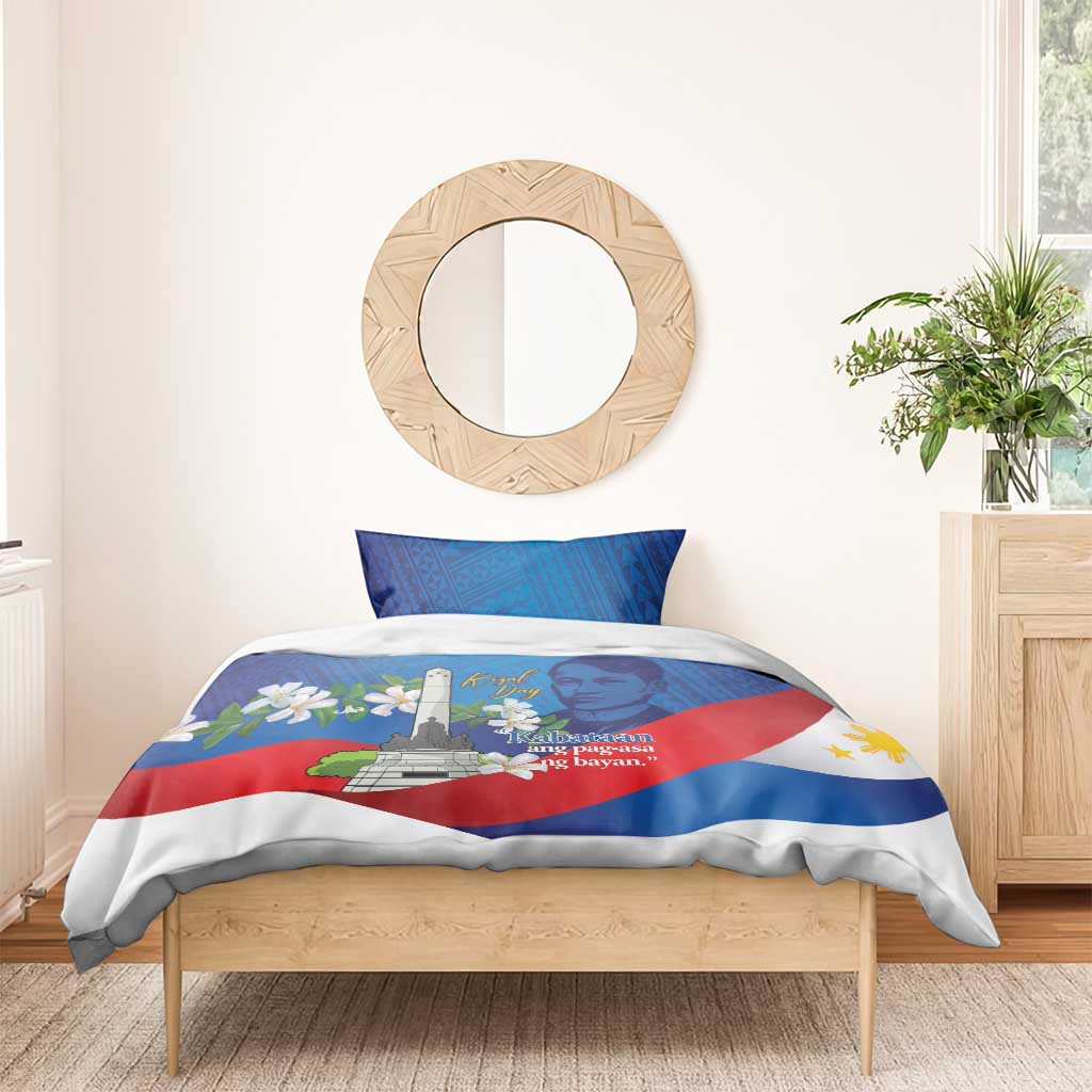 Philippines Rizal Day Bedding Set Filipino Motto Stella Polynesian Pattern - Polynesian Pride