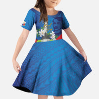 Philippines Rizal Day Family Matching Long Sleeve Bodycon Dress and Hawaiian Shirt Filipino Motto Stella Polynesian Pattern LT14 Daughter's Dress Blue - Polynesian Pride