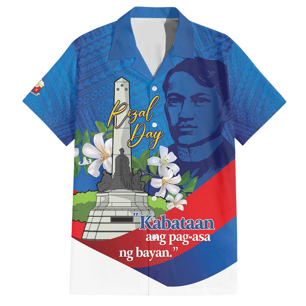 Philippines Rizal Day Family Matching Short Sleeve Bodycon Dress and Hawaiian Shirt Filipino Motto Stella Polynesian Pattern LT14 Dad's Shirt - Short Sleeve Blue - Polynesian Pride
