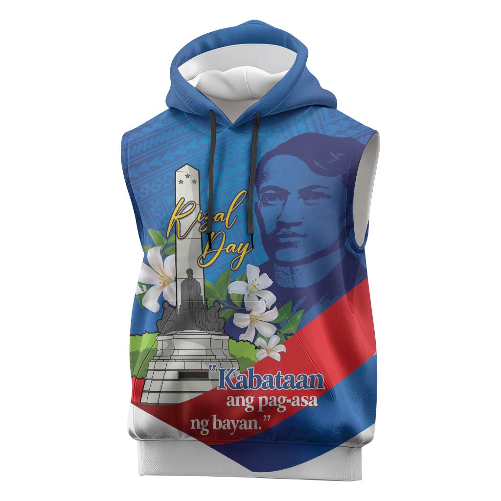 Philippines Rizal Day Sleeveless Hoodie Filipino Motto Stella Polynesian Pattern - Polynesian Pride