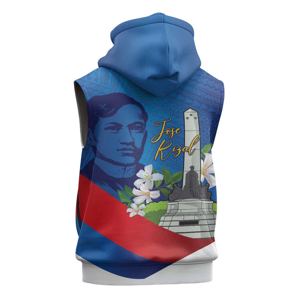 Philippines Rizal Day Sleeveless Hoodie Filipino Motto Stella Polynesian Pattern - Polynesian Pride
