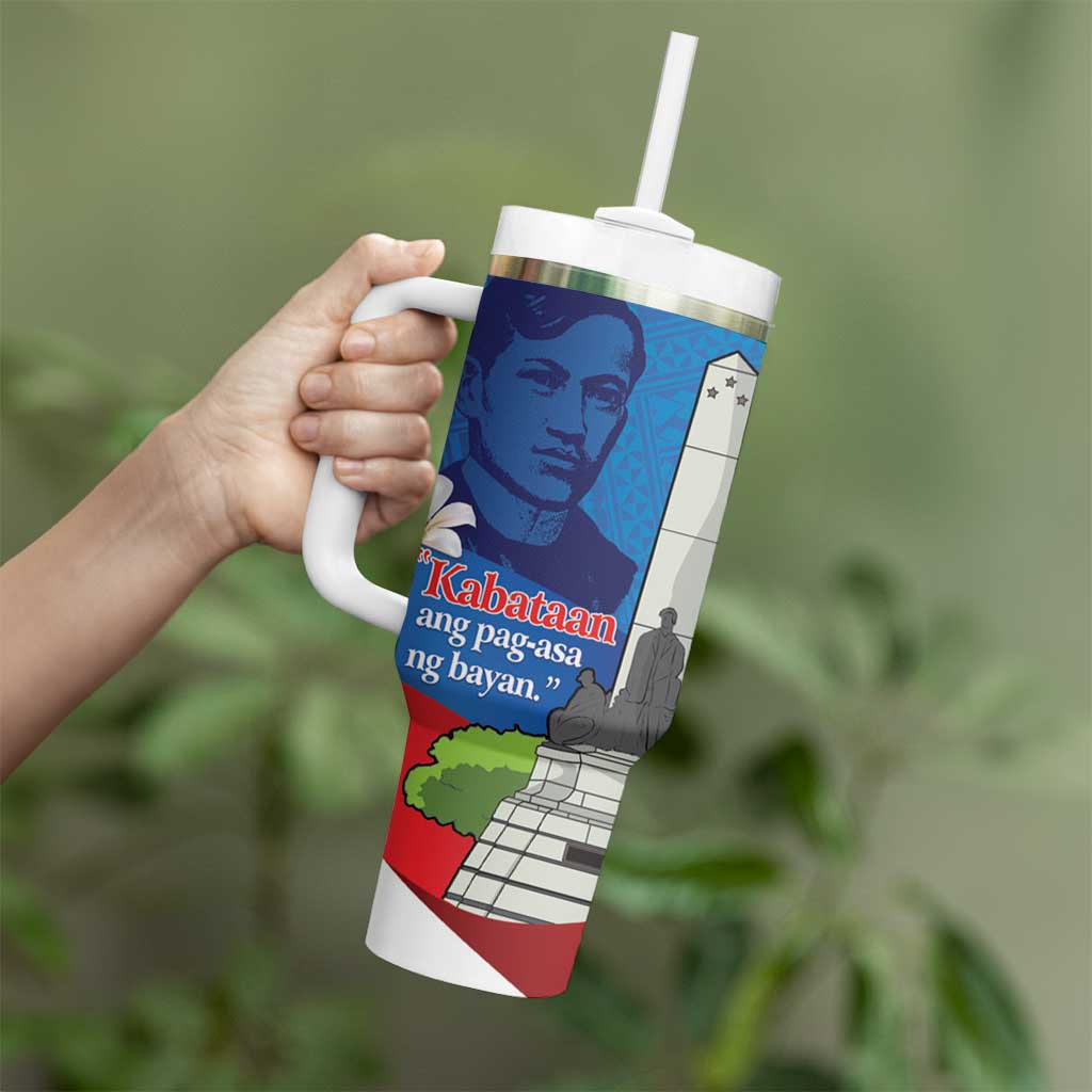 Philippines Rizal Day Tumbler With Handle Filipino Motto Stella Polynesian Pattern - Polynesian Pride