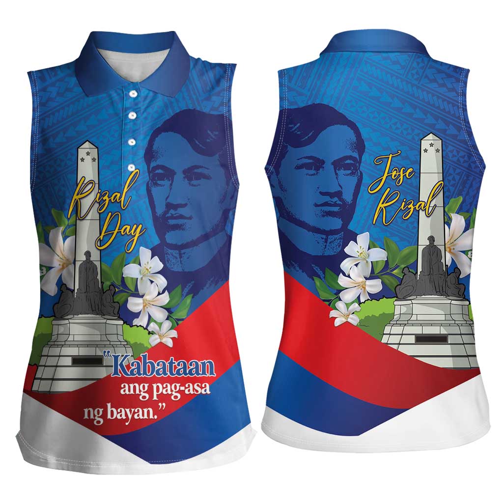Philippines Rizal Day Women Sleeveless Polo Shirt Filipino Motto Stella Polynesian Pattern - Polynesian Pride
