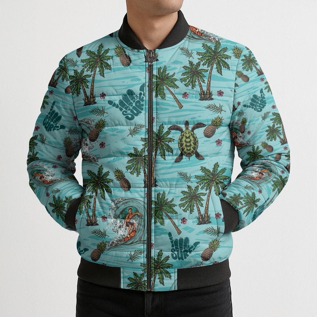 Aloha Hawaii Surfing Tropical Seamless Bomber Puffer Jacket LT14 - Polynesian Pride