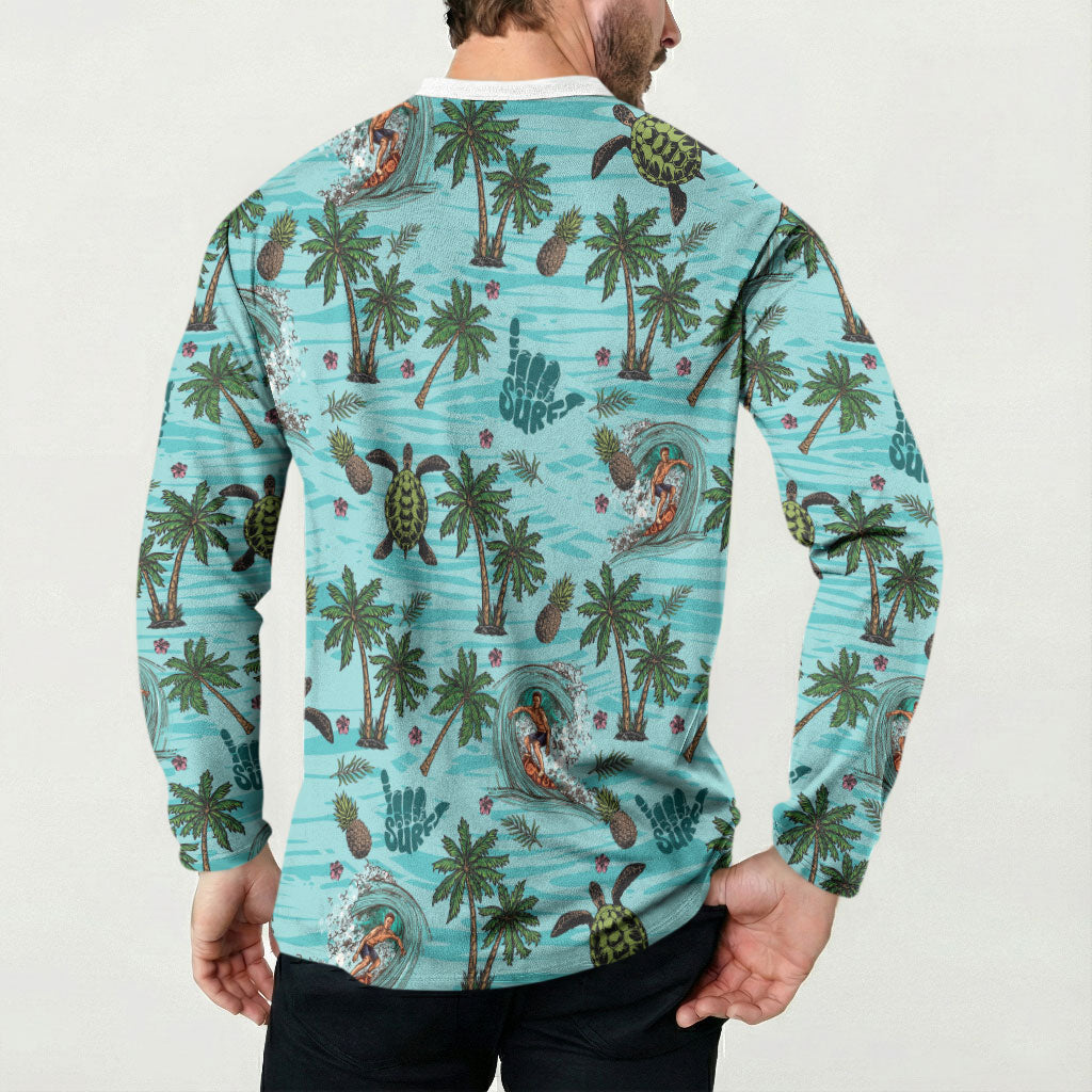 Aloha Hawaii Surfing Tropical Seamless Button Sweatshirt LT14 - Polynesian Pride