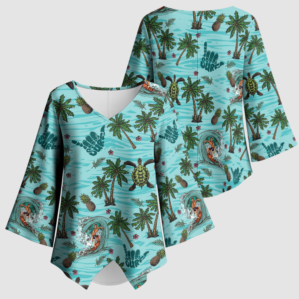 Aloha Hawaii Surfing Tropical Seamless Kimono Sleeve Blouse LT14 - Polynesian Pride