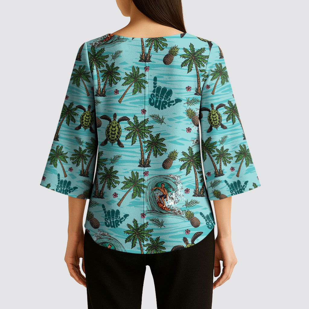Aloha Hawaii Surfing Tropical Seamless Kimono Sleeve Blouse LT14 - Polynesian Pride
