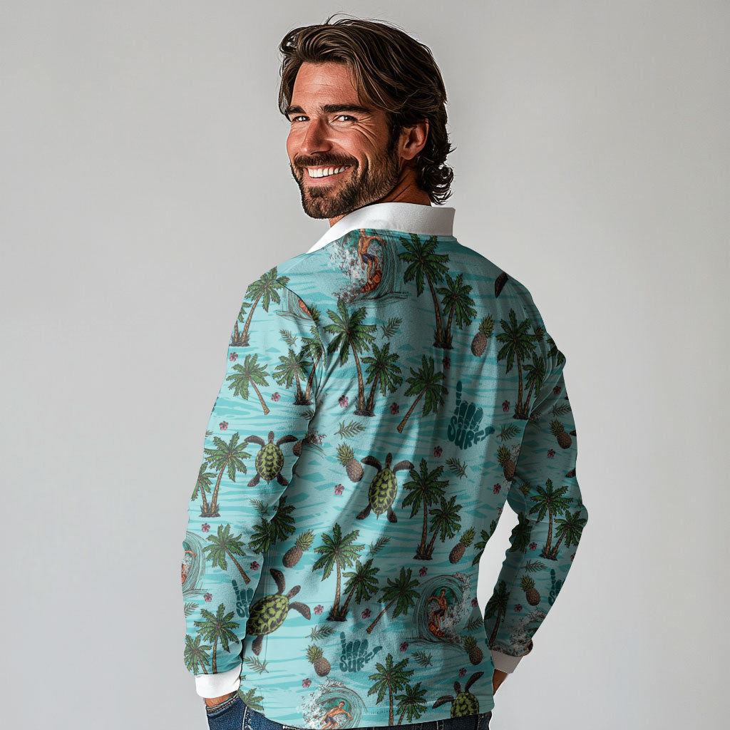 Aloha Hawaii Surfing Tropical Seamless Long Sleeve Polo Shirt LT14 - Polynesian Pride