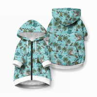 Aloha Hawaii Surfing Tropical Seamless Pet Hoodie LT14 Zip-up Cyan - Polynesian Pride