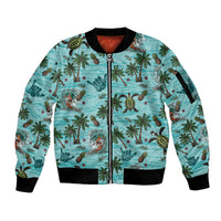 Aloha Hawaii Surfing Tropical Seamless Sleeve Zip Bomber Jacket