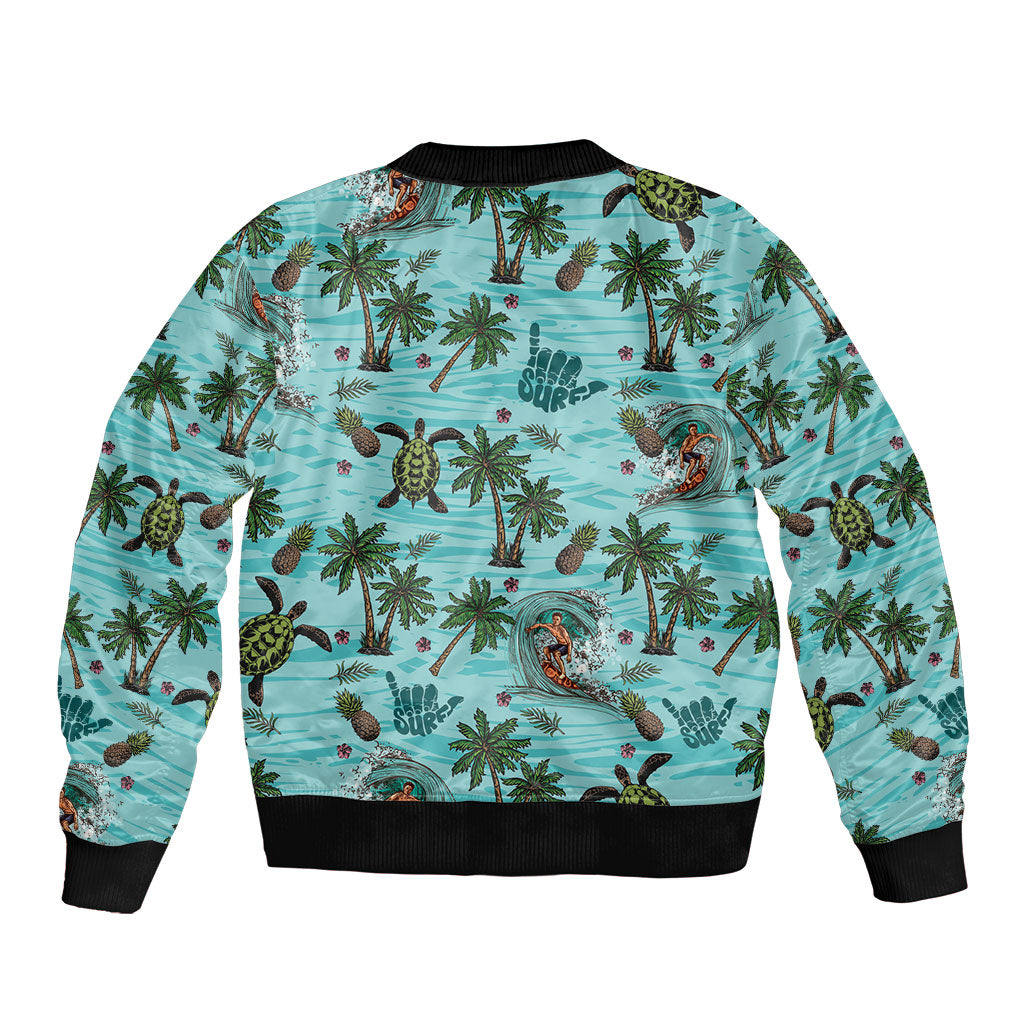 Aloha Hawaii Surfing Tropical Seamless Sleeve Zip Bomber Jacket