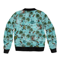 Aloha Hawaii Surfing Tropical Seamless Sleeve Zip Bomber Jacket