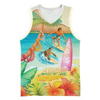 Surfing Paradise Hawaii Basketball Jersey Tropical Flowers Beachy Vibes LT14 Unisex Multicolor - Polynesian Pride