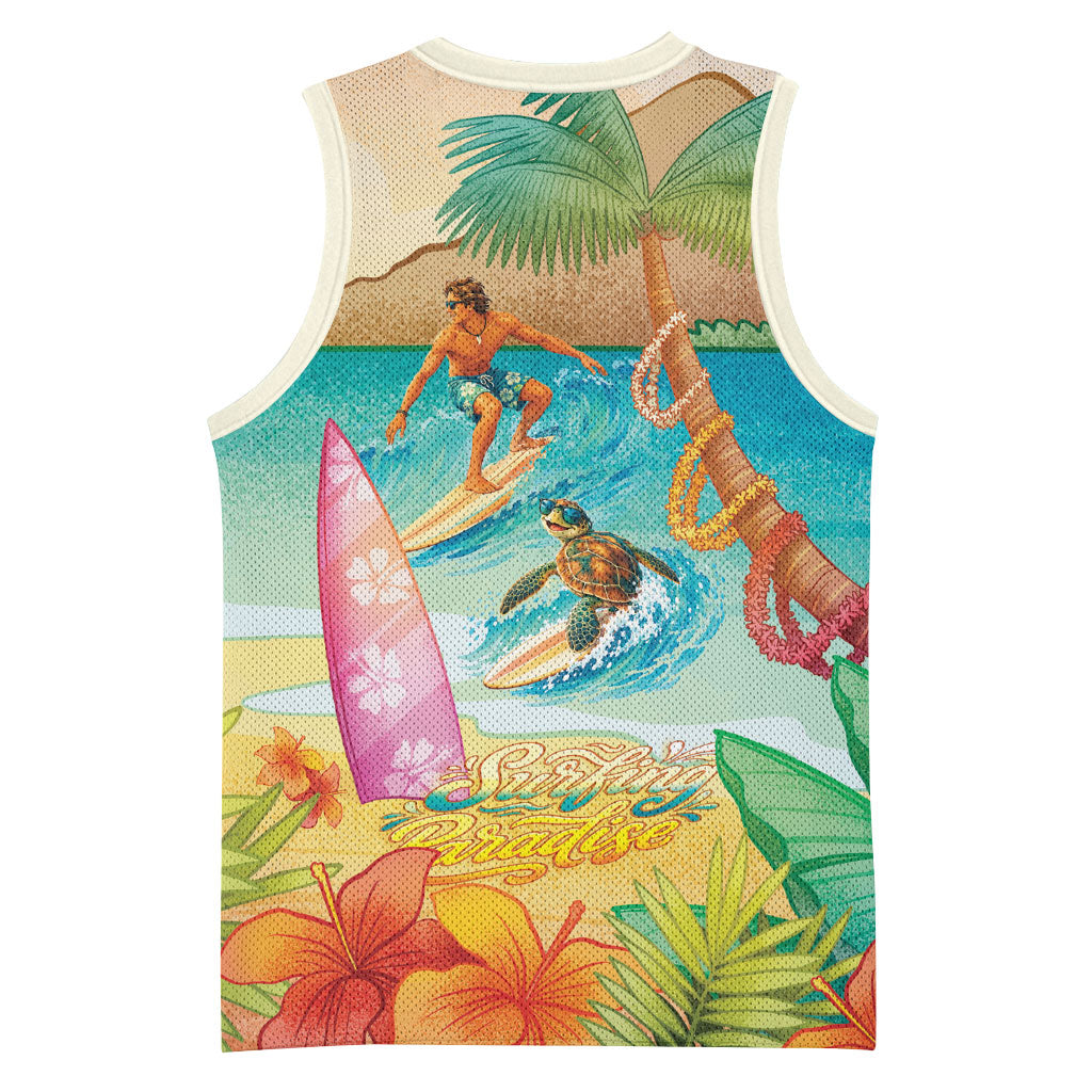 Surfing Paradise Hawaii Basketball Jersey Tropical Flowers Beachy Vibes LT14 - Polynesian Pride