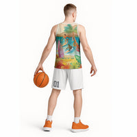 Surfing Paradise Hawaii Basketball Jersey Tropical Flowers Beachy Vibes LT14 - Polynesian Pride