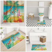 Surfing Paradise Hawaii Bathroom Set Tropical Flowers Beachy Vibes LT14 - Polynesian Pride