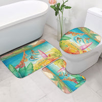 Surfing Paradise Hawaii Bathroom Set Tropical Flowers Beachy Vibes LT14 - Polynesian Pride