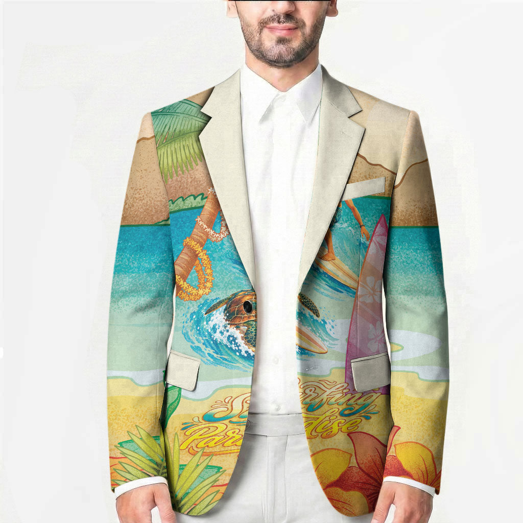 Surfing Paradise Hawaii Blazer Tropical Flowers Beachy Vibes LT14 - Polynesian Pride
