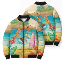 Surfing Paradise Hawaii Bomber Puffer Jacket Tropical Flowers Beachy Vibes LT14 - Polynesian Pride