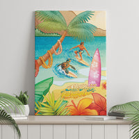 Surfing Paradise Hawaii Canvas Wall Art Tropical Flowers Beachy Vibes LT14 - Polynesian Pride