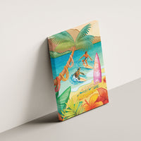 Surfing Paradise Hawaii Canvas Wall Art Tropical Flowers Beachy Vibes LT14 - Polynesian Pride