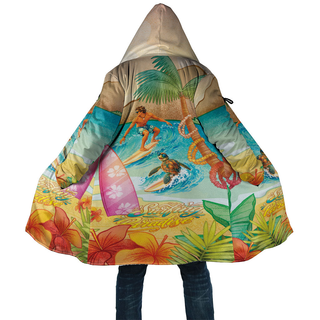 Surfing Paradise Hawaii Cloak Tropical Flowers Beachy Vibes