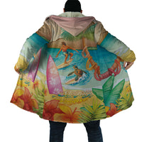 Surfing Paradise Hawaii Cloak Tropical Flowers Beachy Vibes