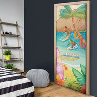 Surfing Paradise Hawaii Door Cover Tropical Flowers Beachy Vibes LT14 - Polynesian Pride