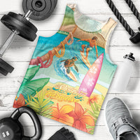 Surfing Paradise Hawaii Men Tank Top Tropical Flowers Beachy Vibes LT14 - Polynesian Pride