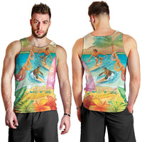 Surfing Paradise Hawaii Men Tank Top Tropical Flowers Beachy Vibes LT14 - Polynesian Pride