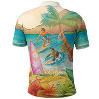 Surfing Paradise Hawaii Polo Shirt Tropical Flowers Beachy Vibes LT14 - Polynesian Pride