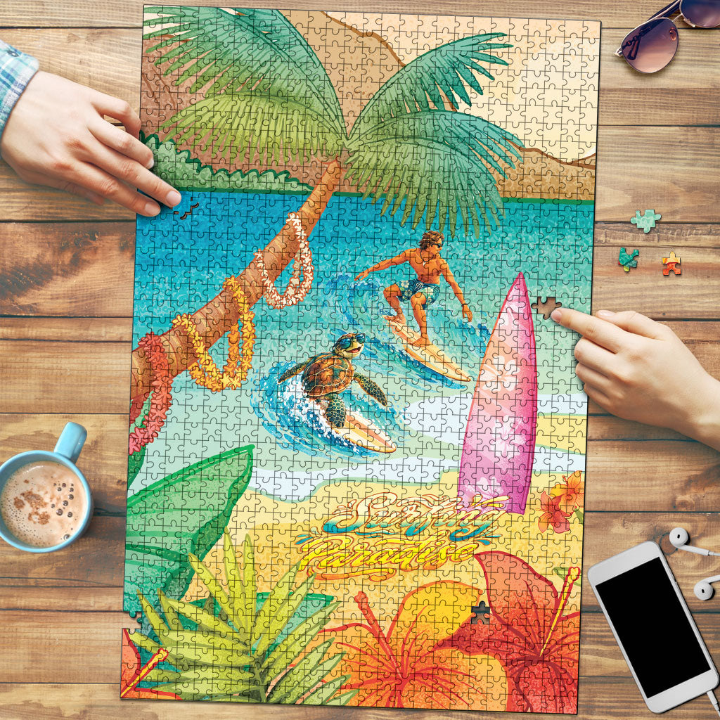 Surfing Paradise Hawaii Puzzle Tropical Flowers Beachy Vibes