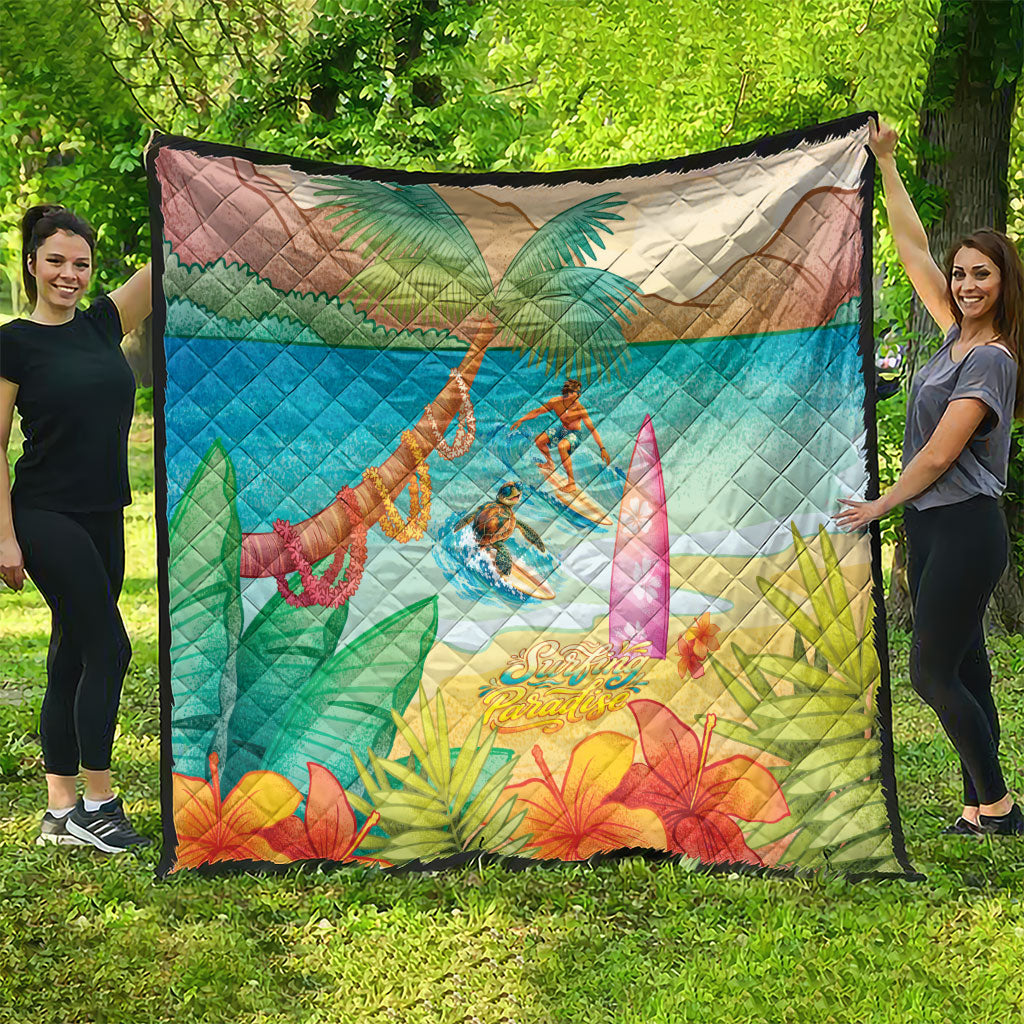 Surfing Paradise Hawaii Quilt Tropical Flowers Beachy Vibes LT14 - Polynesian Pride