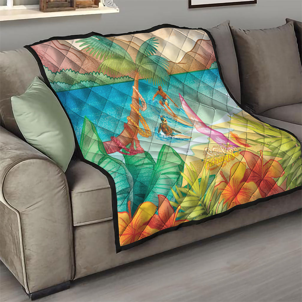 Surfing Paradise Hawaii Quilt Tropical Flowers Beachy Vibes LT14 - Polynesian Pride