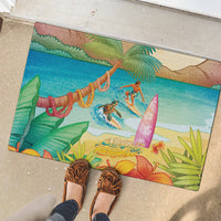 Surfing Paradise Hawaii Rubber Doormat Tropical Flowers Beachy Vibes LT14 - Polynesian Pride