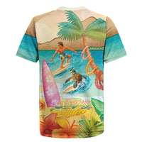 Surfing Paradise Hawaii Rugby Jersey Tropical Flowers Beachy Vibes LT14 - Polynesian Pride