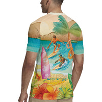 Surfing Paradise Hawaii Rugby Jersey Tropical Flowers Beachy Vibes LT14 - Polynesian Pride