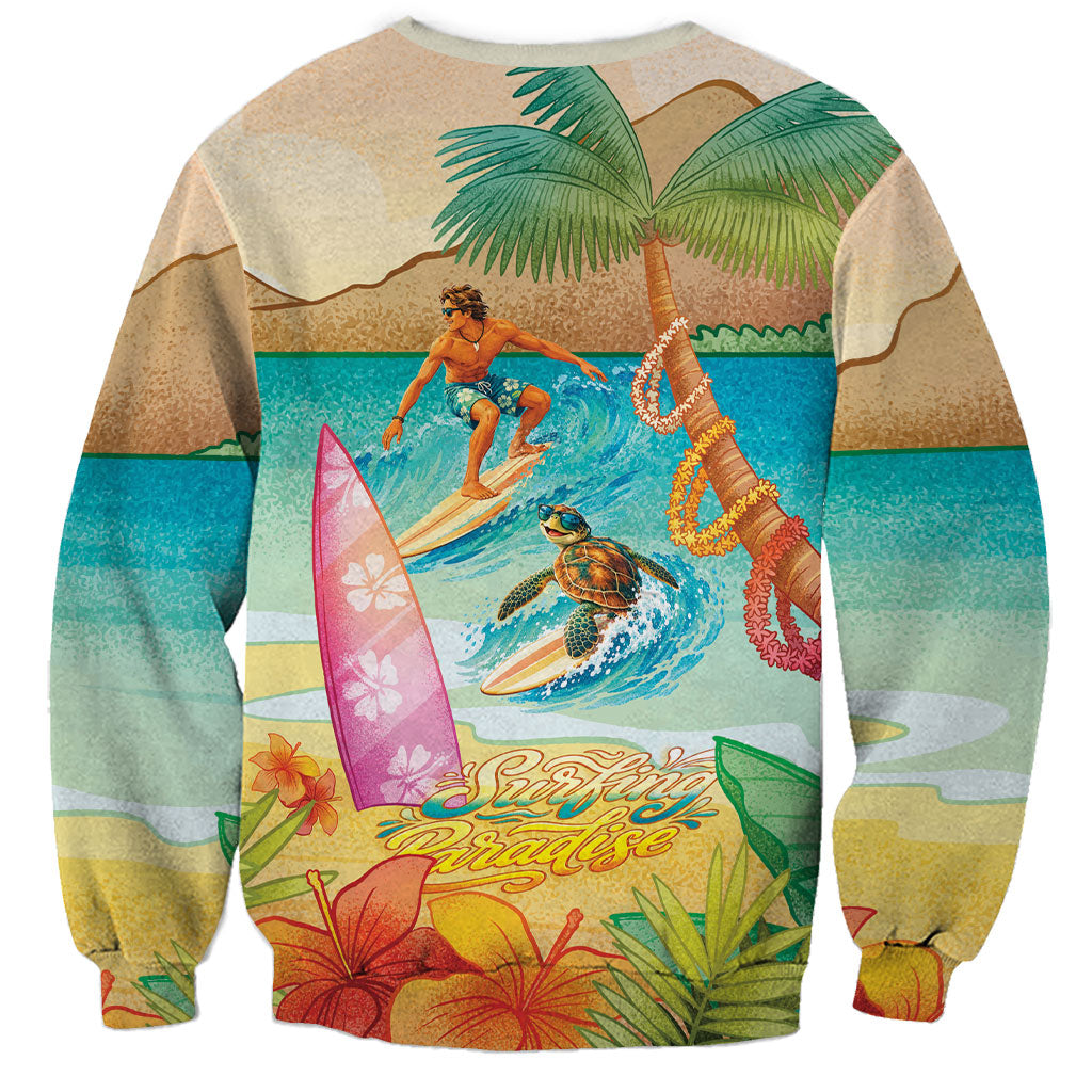 Surfing Paradise Hawaii Sweatshirt Tropical Flowers Beachy Vibes LT14 - Polynesian Pride