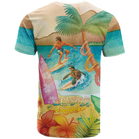 Surfing Paradise Hawaii T Shirt Tropical Flowers Beachy Vibes LT14 - Polynesian Pride