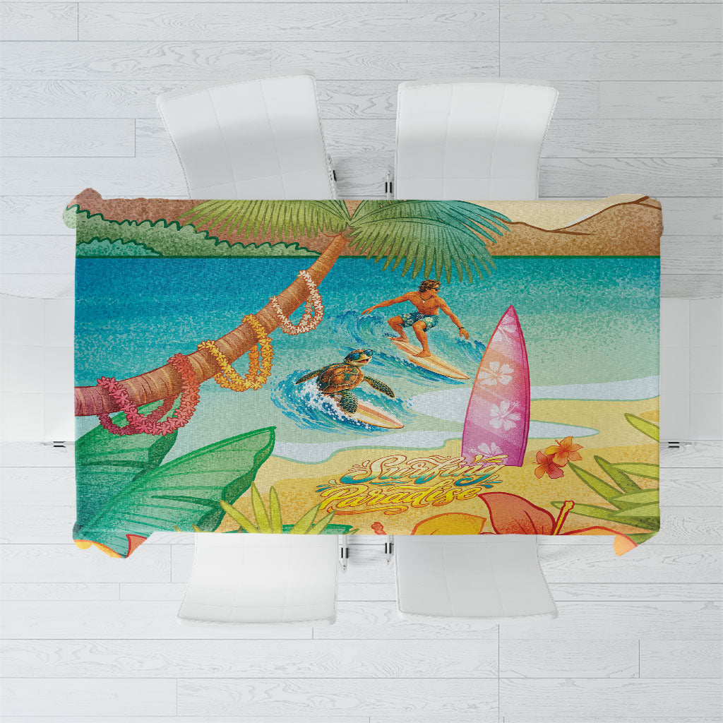 Surfing Paradise Hawaii Tablecloth Tropical Flowers Beachy Vibes
