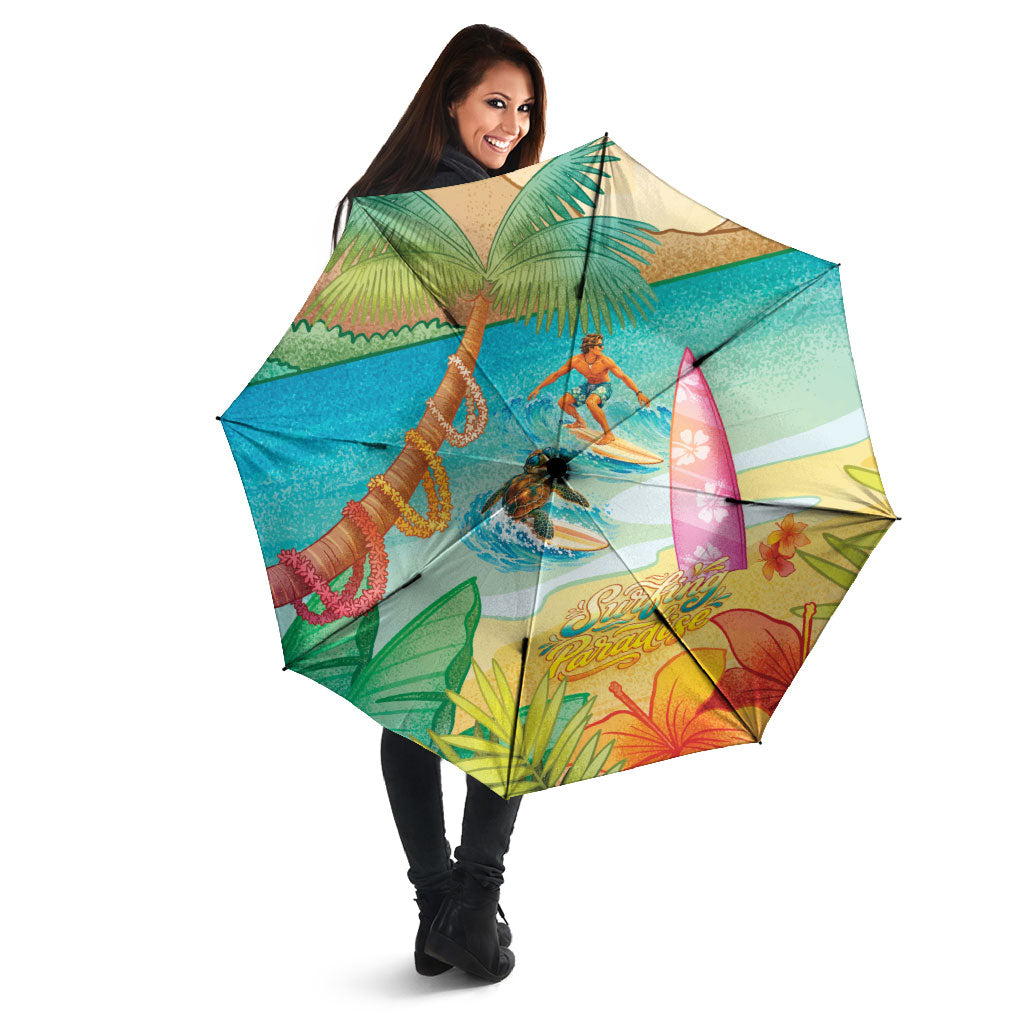 Surfing Paradise Hawaii Umbrella Tropical Flowers Beachy Vibes LT14 - Polynesian Pride