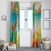 Surfing Paradise Hawaii Window Curtain Tropical Flowers Beachy Vibes LT14 - Polynesian Pride