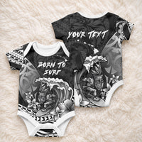 Hawaii Surfing Personalized Baby Onesie Born To Surf Tiki Hawaiian Pattern LT14 - Polynesian Pride