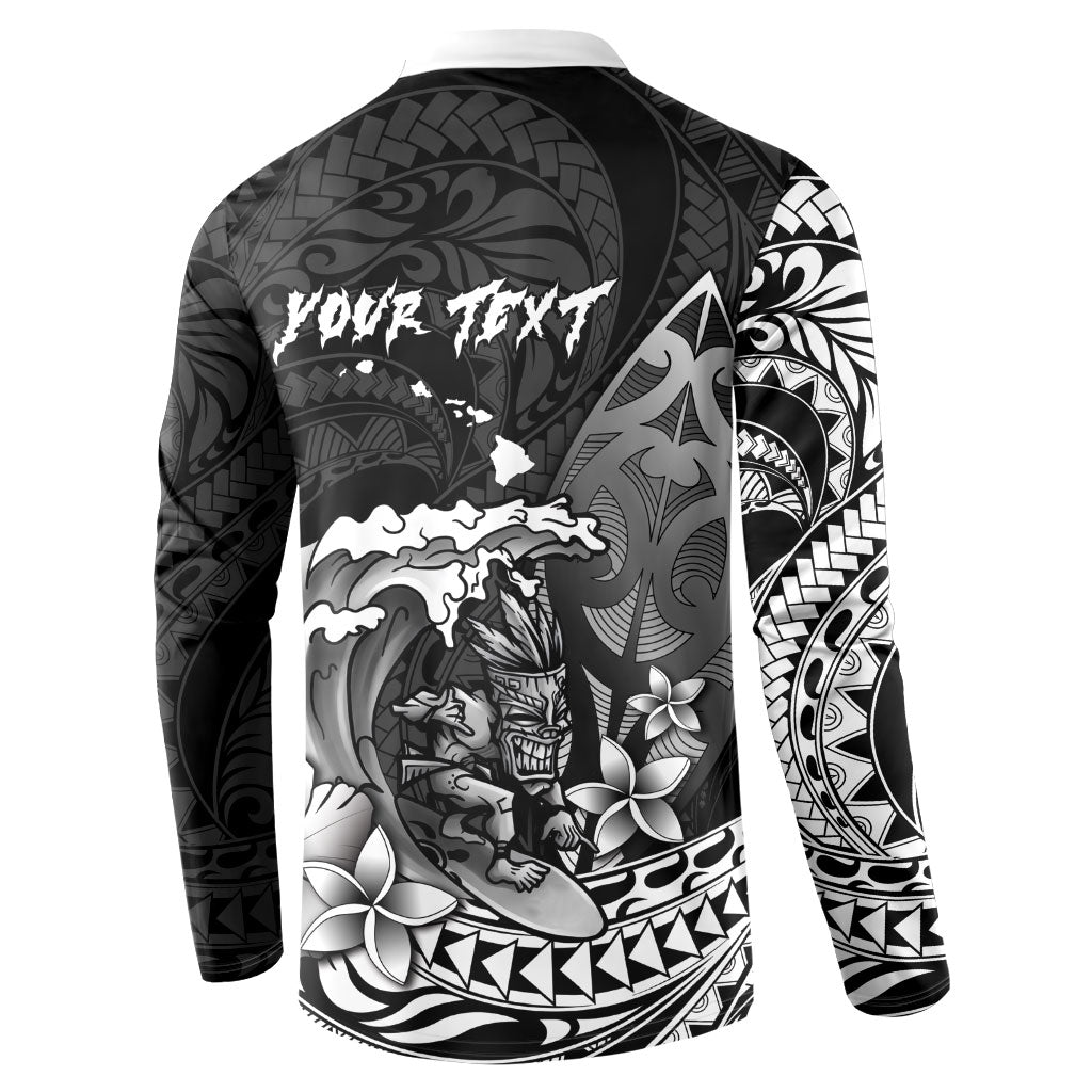 Hawaii Surfing Personalized Button Sweatshirt Born To Surf Tiki Hawaiian Pattern LT14 - Polynesian Pride