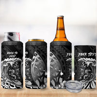 Hawaii Surfing Personalized 4 in 1 Can Cooler Tumbler Born To Surf Tiki Hawaiian Pattern LT14 - Polynesian Pride