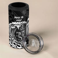 Hawaii Surfing Personalized 4 in 1 Can Cooler Tumbler Born To Surf Tiki Hawaiian Pattern LT14 - Polynesian Pride