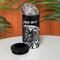 Hawaii Surfing Personalized 4 in 1 Can Cooler Tumbler Born To Surf Tiki Hawaiian Pattern LT14 - Polynesian Pride