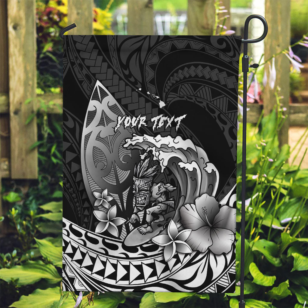 Hawaii Surfing Personalized Garden Flag Born To Surf Tiki Hawaiian Pattern LT14 Garden Flag Black - Polynesian Pride